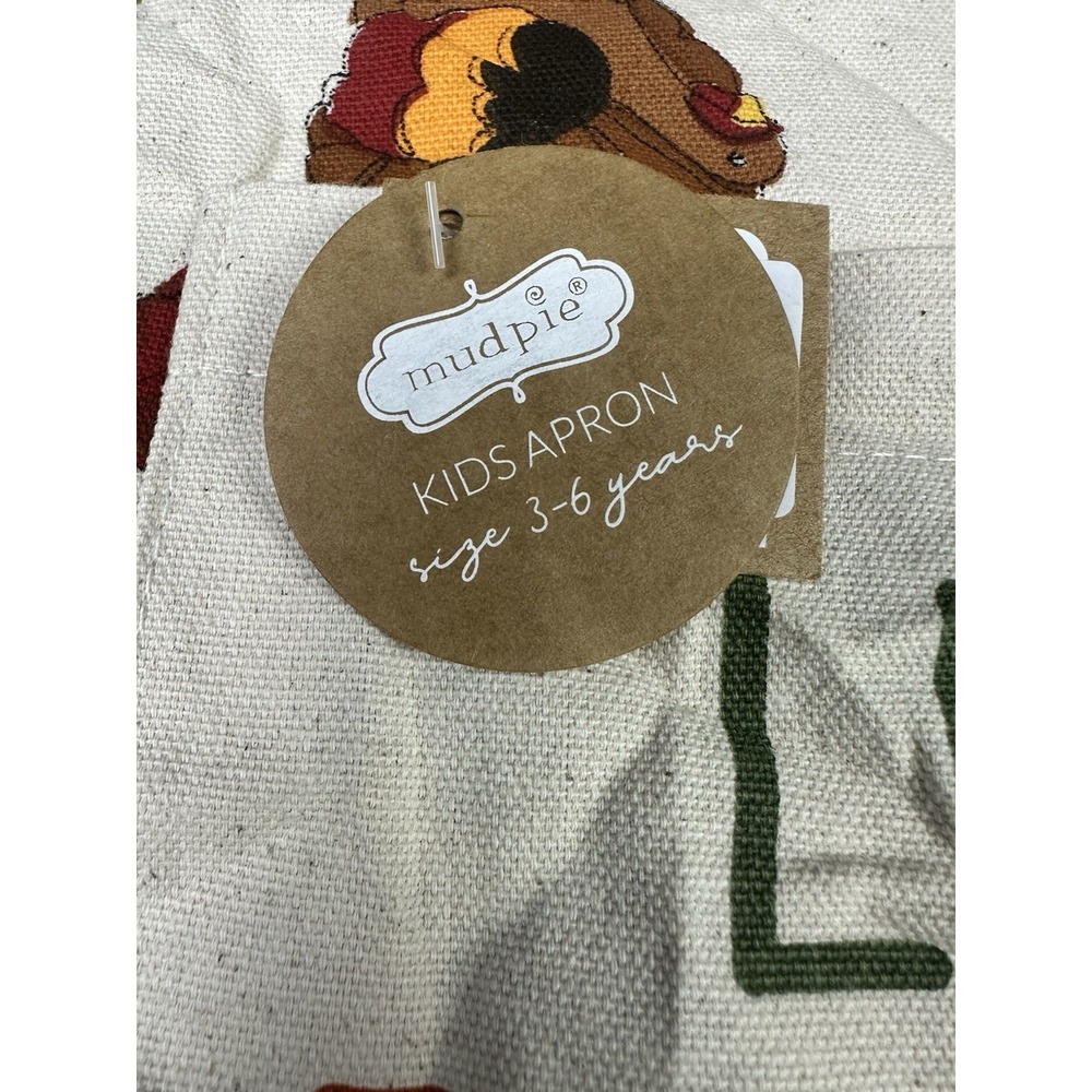 Mud Pie Kids‎ Apron Little  Turkey Thanksgiving Apron 24.5"tall 21.5"wide NEW - Picture 2 of 3